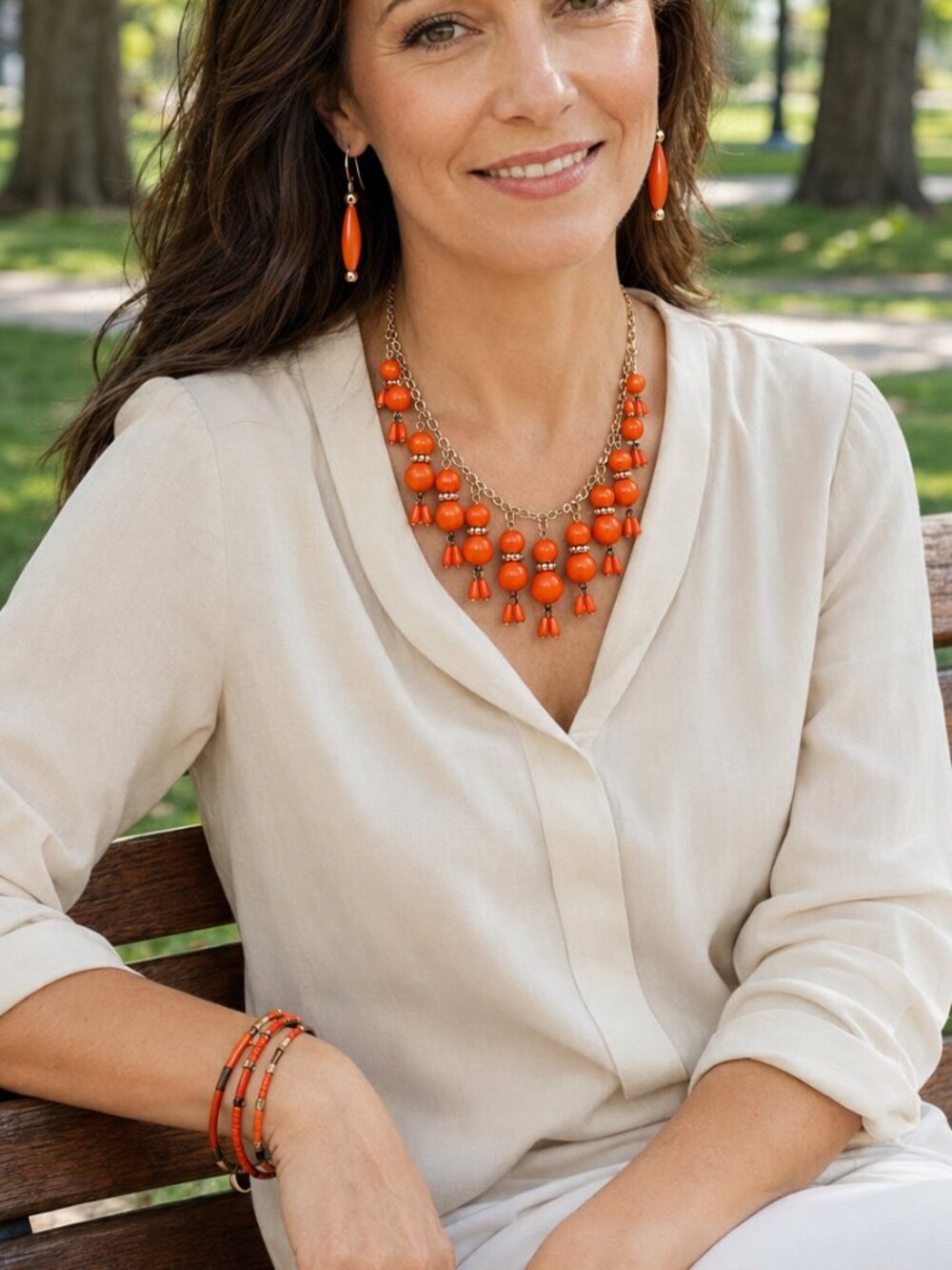 Vibrant Orange Beaded Jewelry Set - Picture 8 of 8